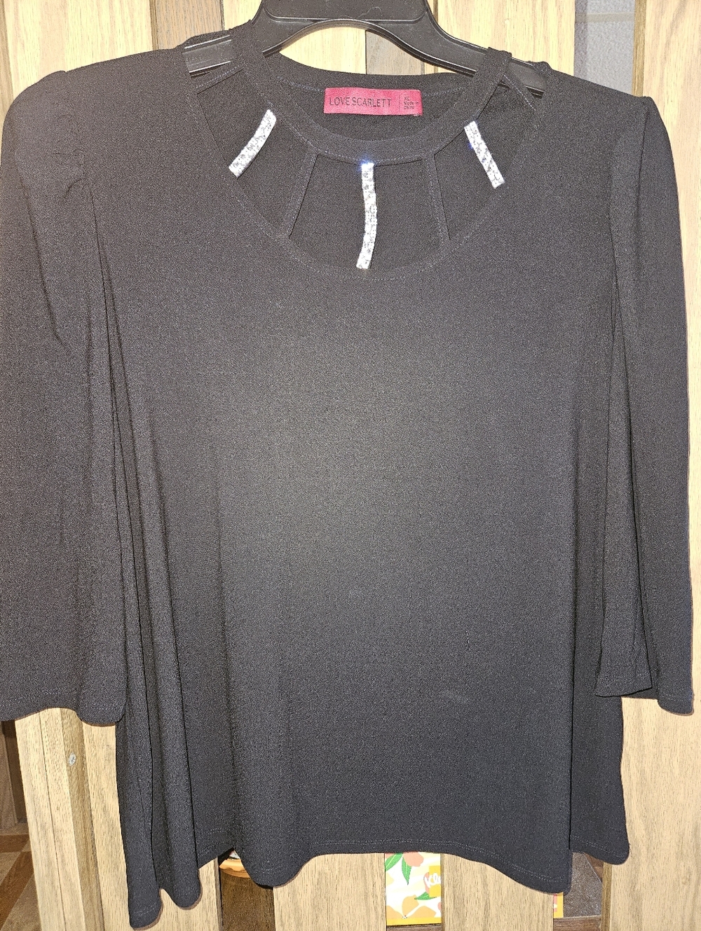 Love Scarlett Sz XL Black Lattice Neckline with Silver Diamante Detail